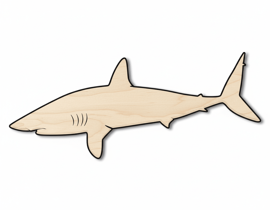 Wood Shark Cutout - Sand Tiger Shark Shape Up to 46" | DIY Craft Project Blank Door Hanger Wooden Cutout Cut Outs - Unfinished - NameSigns.com