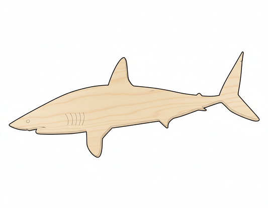 Wood Shark Cutout - Tiger Shark Silhouette Laser Cut Baltic Birch Plywood Shape Blank Door Hanger Wooden Cutout Cut Outs - Unfinished - NameSigns.com