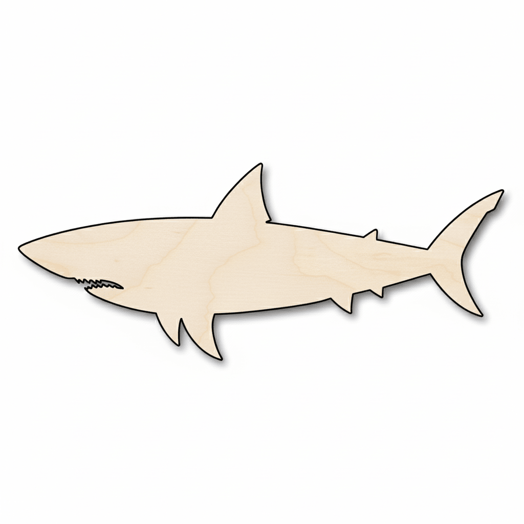 Wood Shark - Great White Silhouette | DIY Wood Projects Up to 46" Blank Door Hanger Wooden Cutout Cut Outs - Unfinished - NameSigns.com