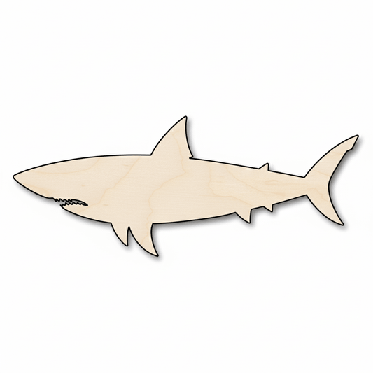 Wood Shark - Great White Silhouette | DIY Wood Projects Up to 46" Blank Door Hanger Wooden Cutout Cut Outs - Unfinished - NameSigns.com