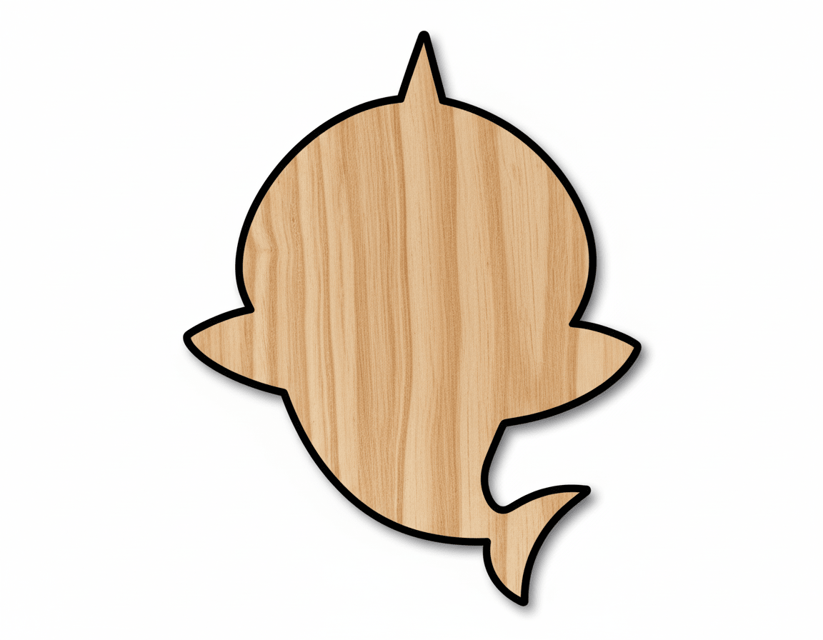 Wood Shark – Laser Cut Plywood Art | Birch Plywood Shark Shape 46" Blank Door Hanger Wooden Cutout Cut Outs - Unfinished - NameSigns.com