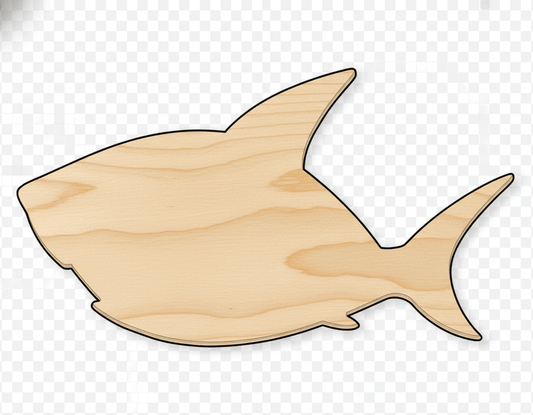 Wood Shark | Paintable Wood Shape for DIY Craft Projects 46" Blank Door Hanger Wooden Cutout Cut Outs - Unfinished - NameSigns.com