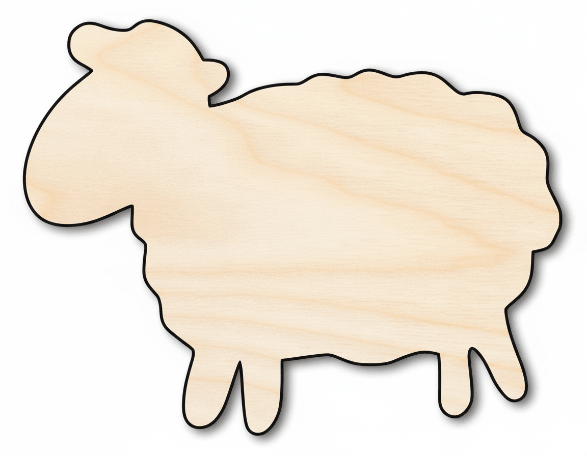 Wood Sheep - Birch Plywood Cutouts | Natural Wood Decor & Laser Art Blank Door Hanger Wooden Cutout Cut Outs - Unfinished - NameSigns.com