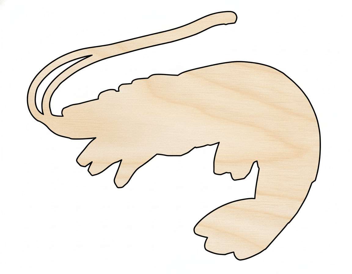 Wood Shrimp | Large Paintable DIY Wood Shape – Baltic Birch Plywood Cutout Blank Door Hanger Wooden Cutout Cut Outs - Unfinished - NameSigns.com