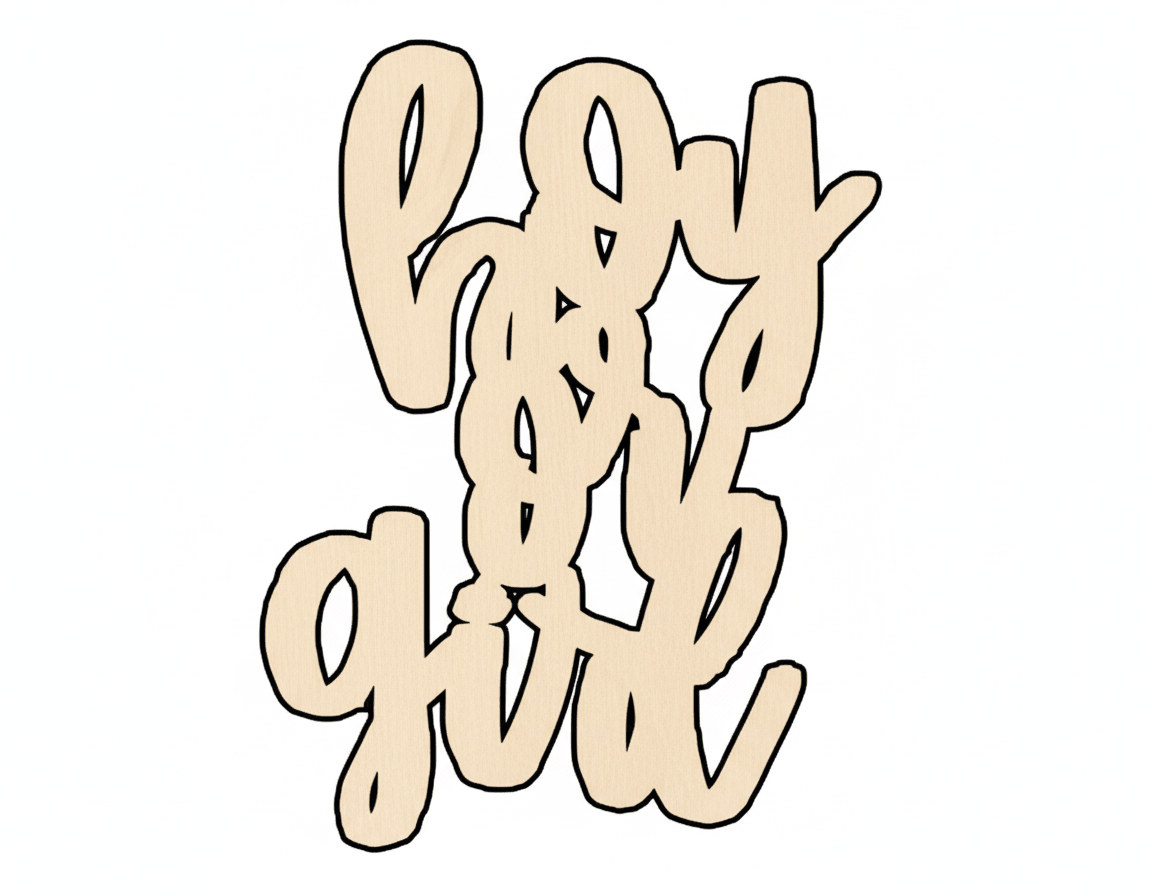 Wood Sign - Boy Or Girl Sign | Custom Laser Cut Wood Craft Blank Door Hanger Wooden Cutout Cut Outs - Unfinished - NameSigns.com