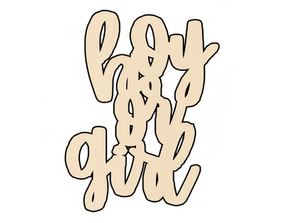 Wood Sign - Boy Or Girl Sign | Custom Laser Cut Wood Craft Blank Door Hanger Wooden Cutout Cut Outs - Unfinished - NameSigns.com