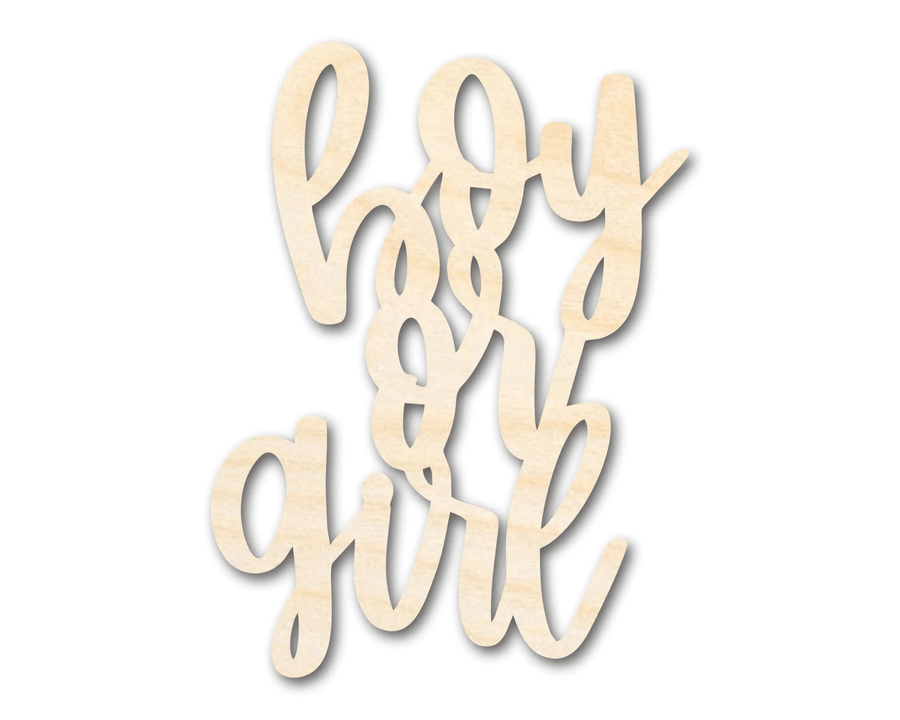 Wood Sign - Boy Or Girl Sign | Custom Laser Cut Wood Craft Blank Door Hanger Wooden Cutout Cut Outs - Unfinished - NameSigns.com