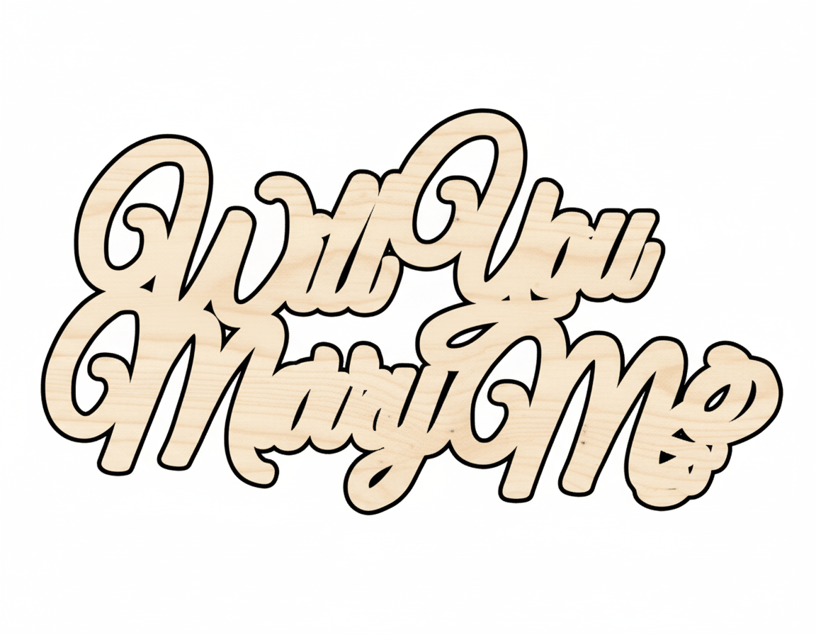Wood Sign - DIY Wooden Wedding Proposal Cutout Up to 46" | Baltic Birch Blank Door Hanger Wooden Cutout Cut Outs - Unfinished - NameSigns.com