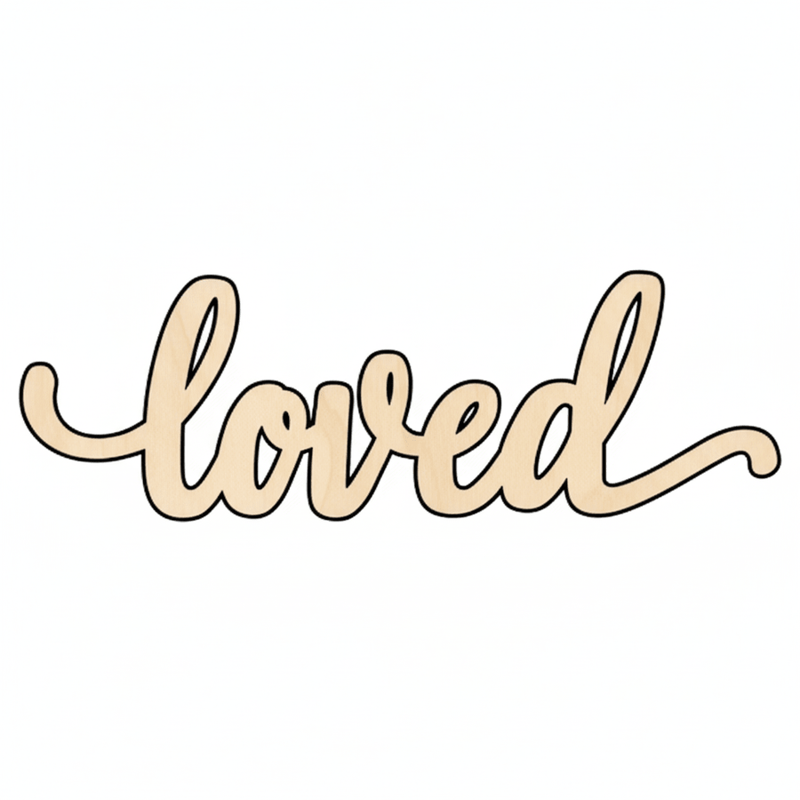 Wood Sign - Loved Cutout DIY Wedding Decor Birch Plywood Blank Door Hanger Wooden Cutout Cut Outs - Unfinished - NameSigns.com