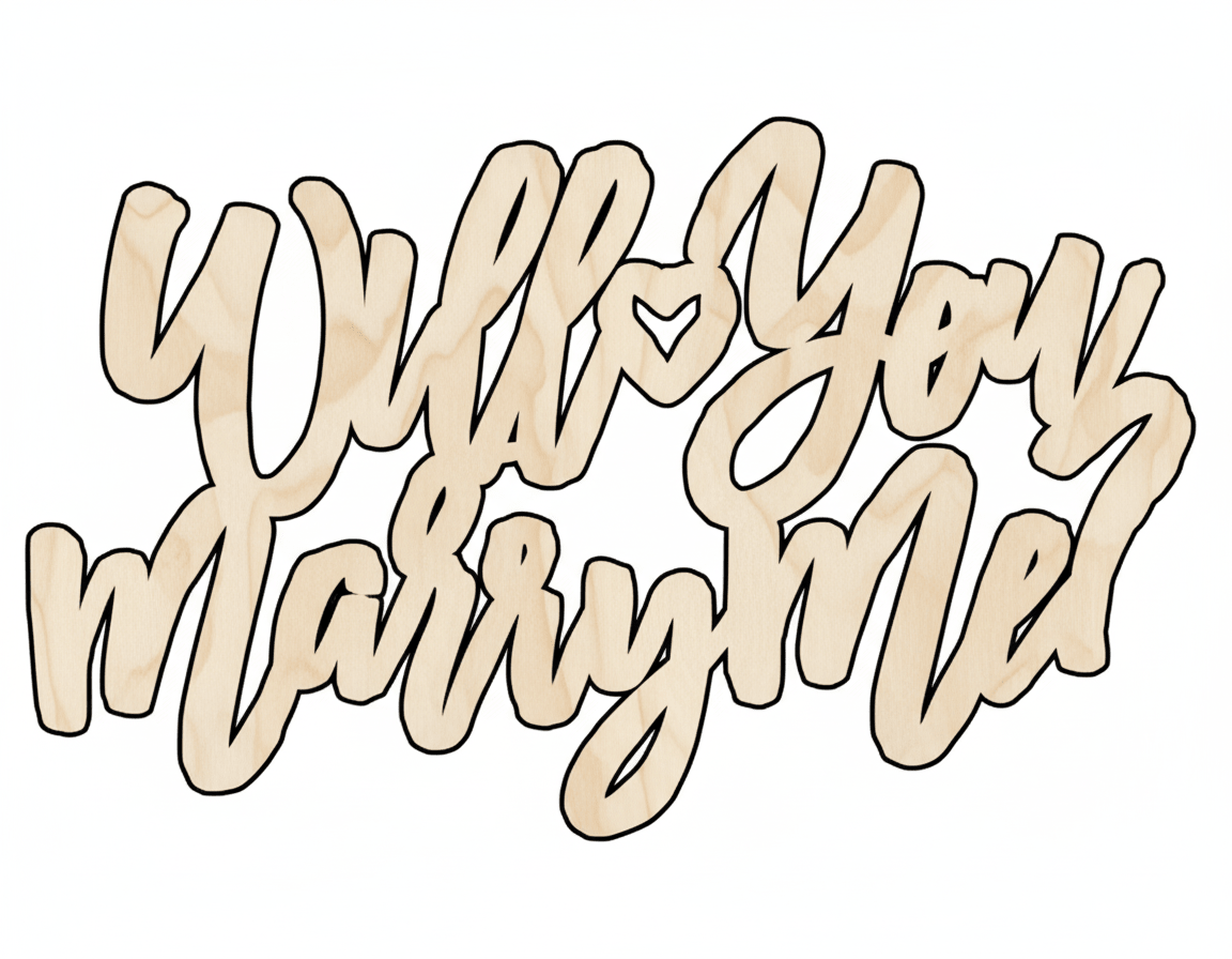 Wood Sign – Will You Marry Me DIY Craft Cutout Up to 46" Baltic Birch Blank Door Hanger Wooden Cutout Cut Outs - Unfinished - NameSigns.com