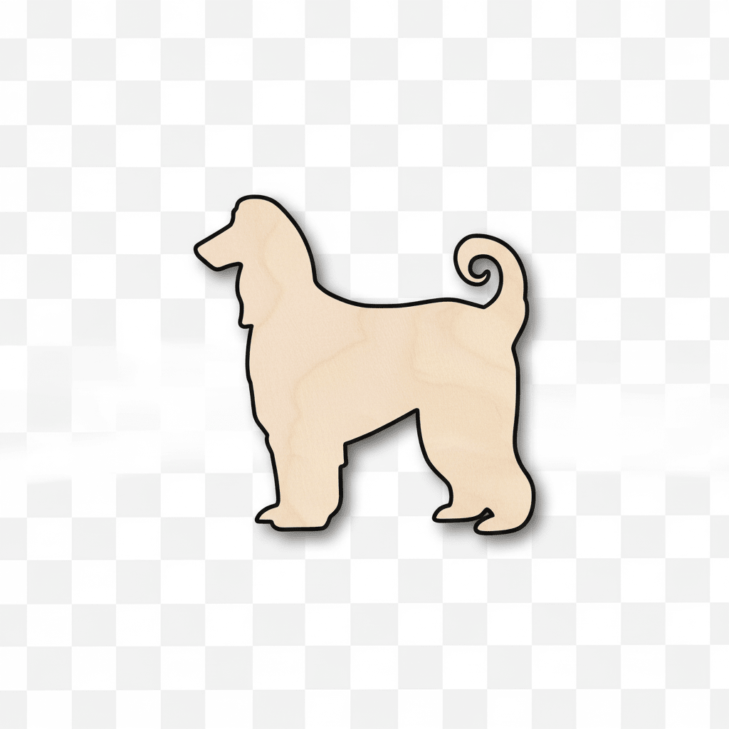 Wood Silhouette Afghan Hound Dog Cutout | Birch Plywood Craft Art Blank Door Hanger Wooden Cutout Cut Outs - Unfinished - NameSigns.com