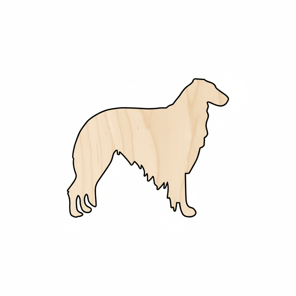 Wood Silhouette Borzoi Dog Cutout - DIY Wood Craft Shapes 46" Blank Door Hanger Wooden Cutout Cut Outs - Unfinished - NameSigns.com