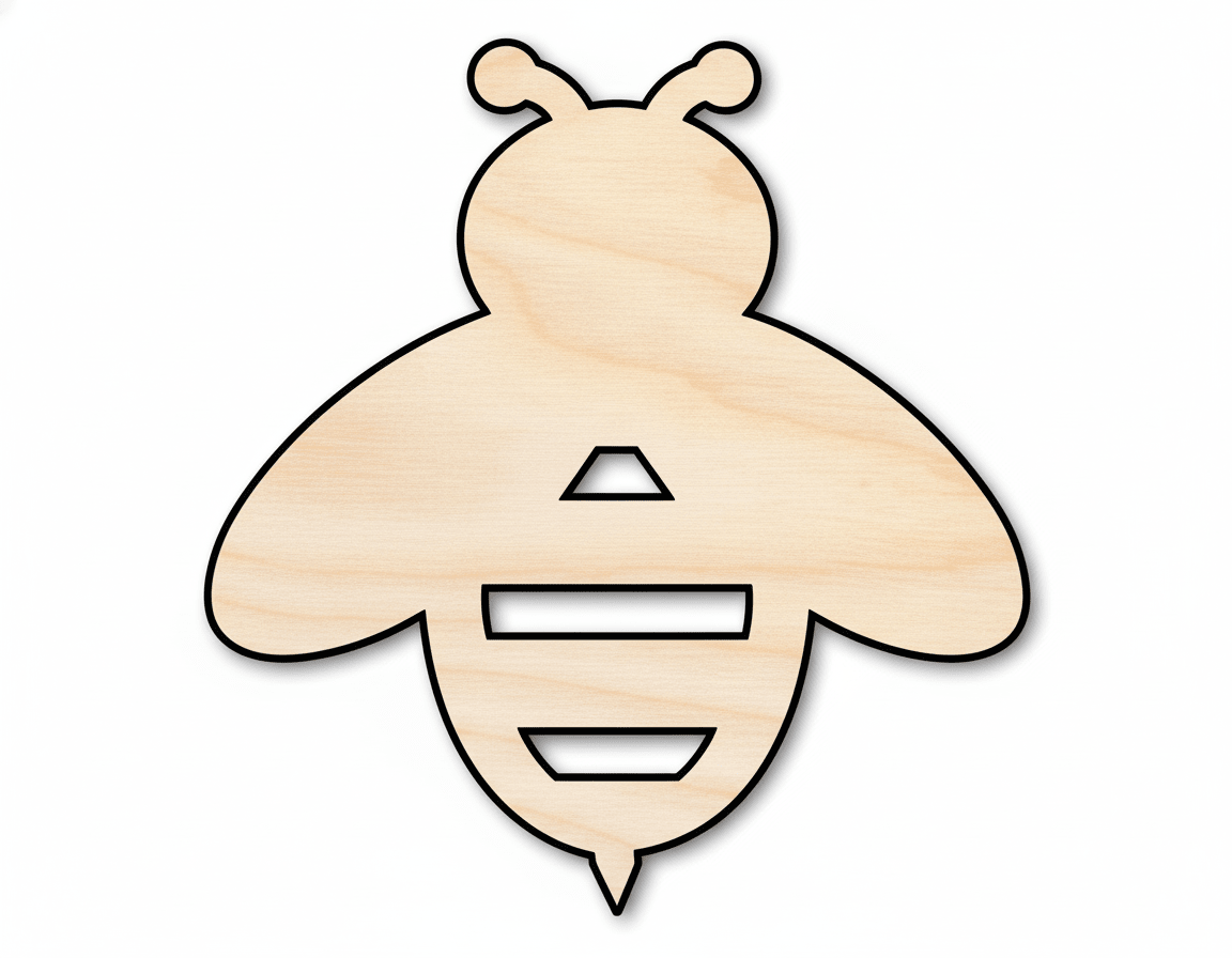 Wood Silhouette Bumblebee – Sanded Wood Cutout for DIY Crafts Blank Door Hanger Wooden Cutout Cut Outs - Unfinished - NameSigns.com