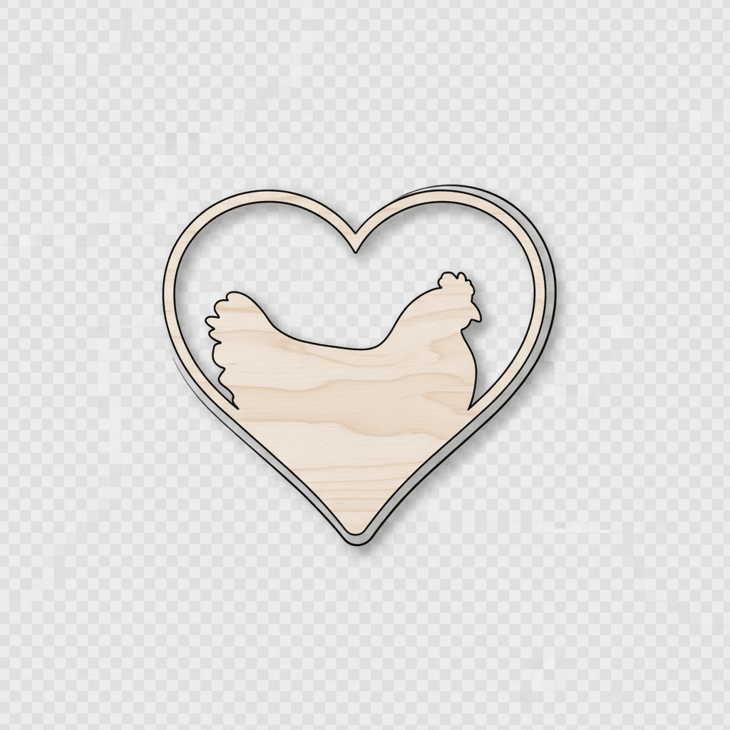 Wood Silhouette Chicken Heart Shape – DIY Wood Craft Supplies Blank Door Hanger Wooden Cutout Cut Outs - Unfinished - NameSigns.com