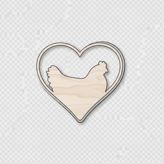 Wood Silhouette Chicken Heart Shape – DIY Wood Craft Supplies Blank Door Hanger Wooden Cutout Cut Outs - Unfinished - NameSigns.com