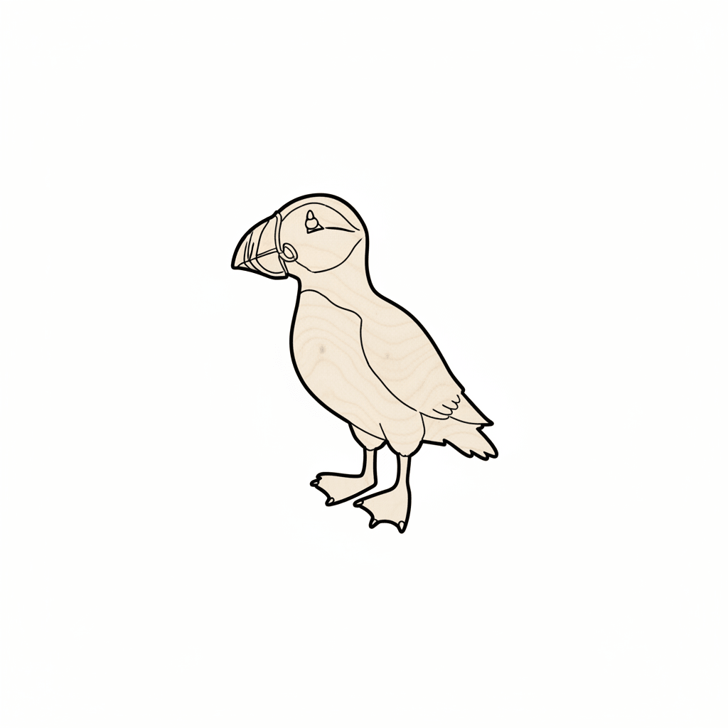 Wood Silhouette Puffin - DIY Wood Craft Shapes Up to 46" Blank Door Hanger Wooden Cutout Cut Outs - Unfinished - NameSigns.com