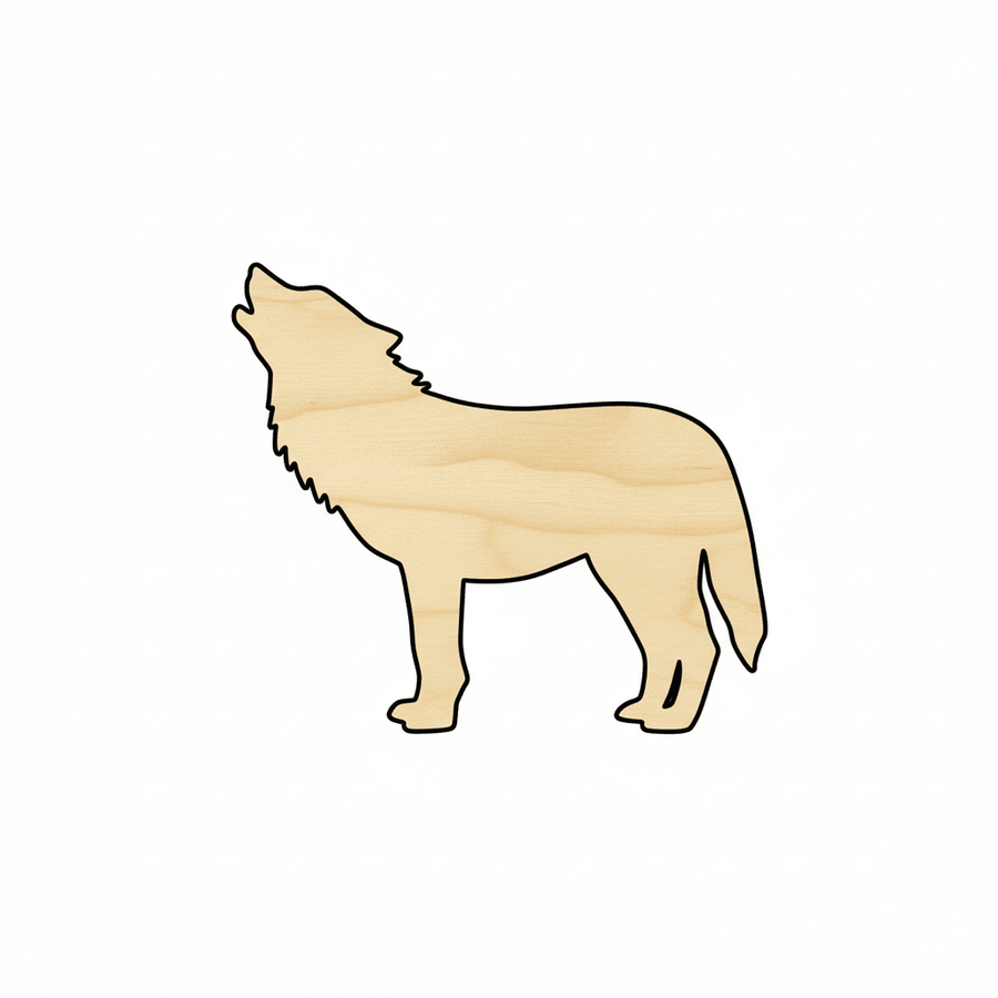 Wood Silhouette - Wolf Wooden Animal Cutout for DIY Projects Blank Door Hanger Wooden Cutout Cut Outs - Unfinished - NameSigns.com