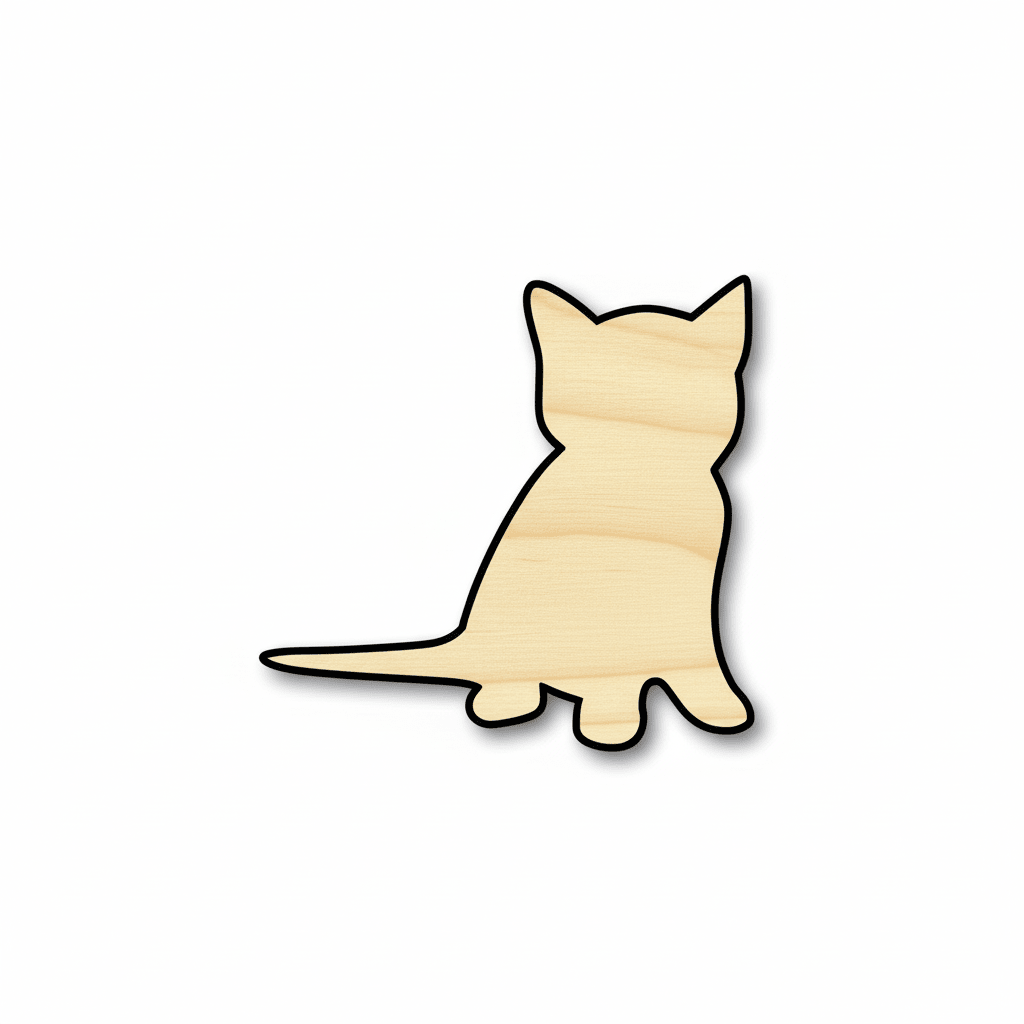 Wood Silhouette - Wooden Kitten Cutout DIY Wood Craft Shapes Up to 46" Blank Door Hanger Wooden Cutout Cut Outs - Unfinished - NameSigns.com