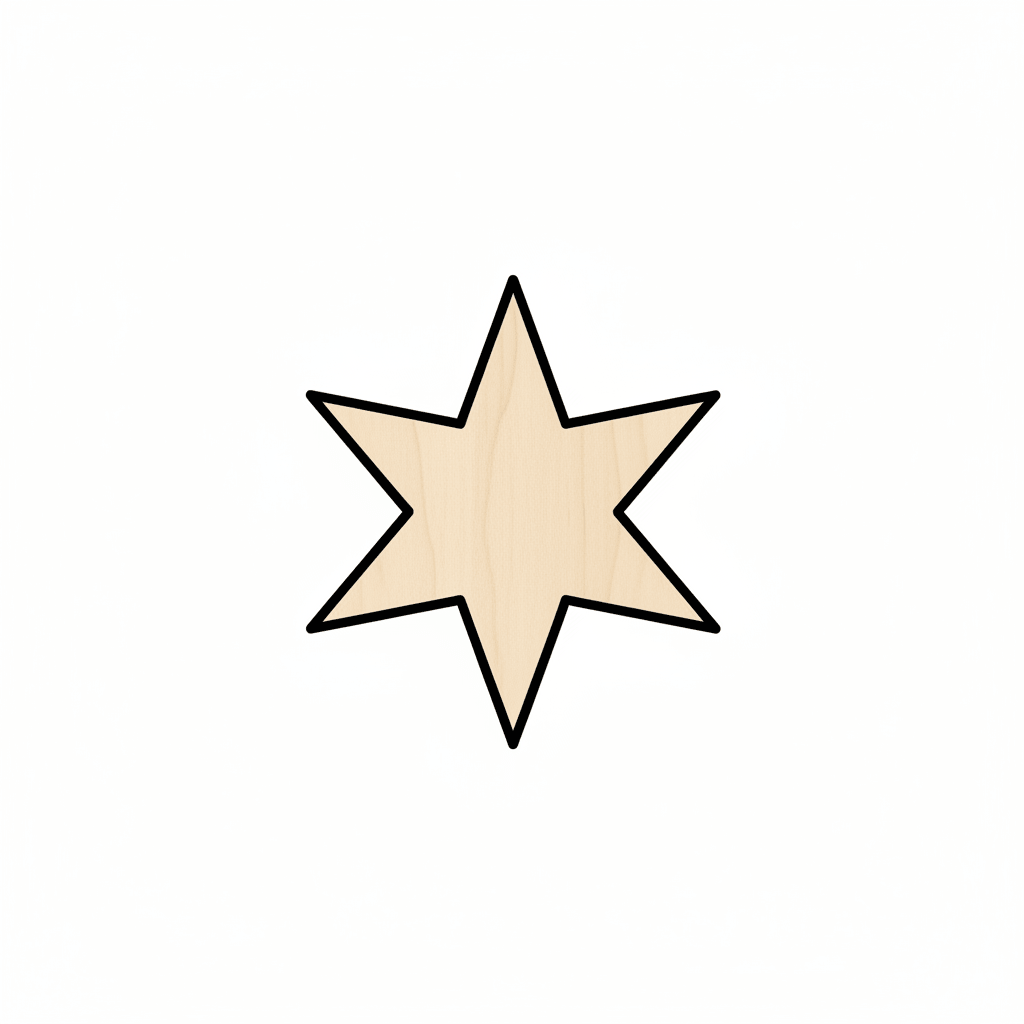 Wood Six Pointed Star Shape - Craft - Blank Door Hanger Wooden Cutout Cut Outs - Unfinished - NameSigns.com