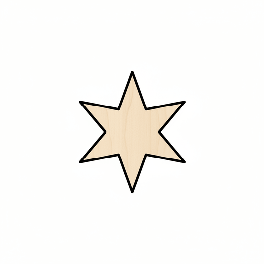Wood Six Pointed Star Shape - Craft - Blank Door Hanger Wooden Cutout Cut Outs - Unfinished - NameSigns.com