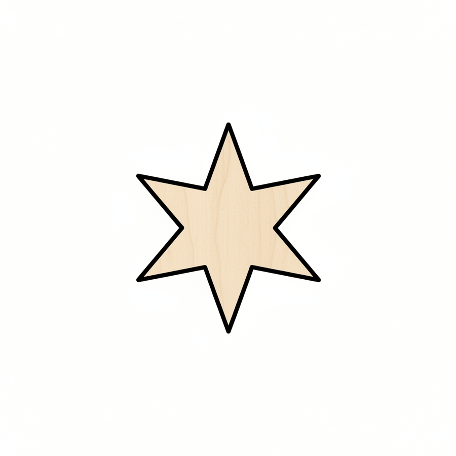 Wood Six Pointed Star Shape - Craft - Blank Door Hanger Wooden Cutout Cut Outs - Unfinished - NameSigns.com