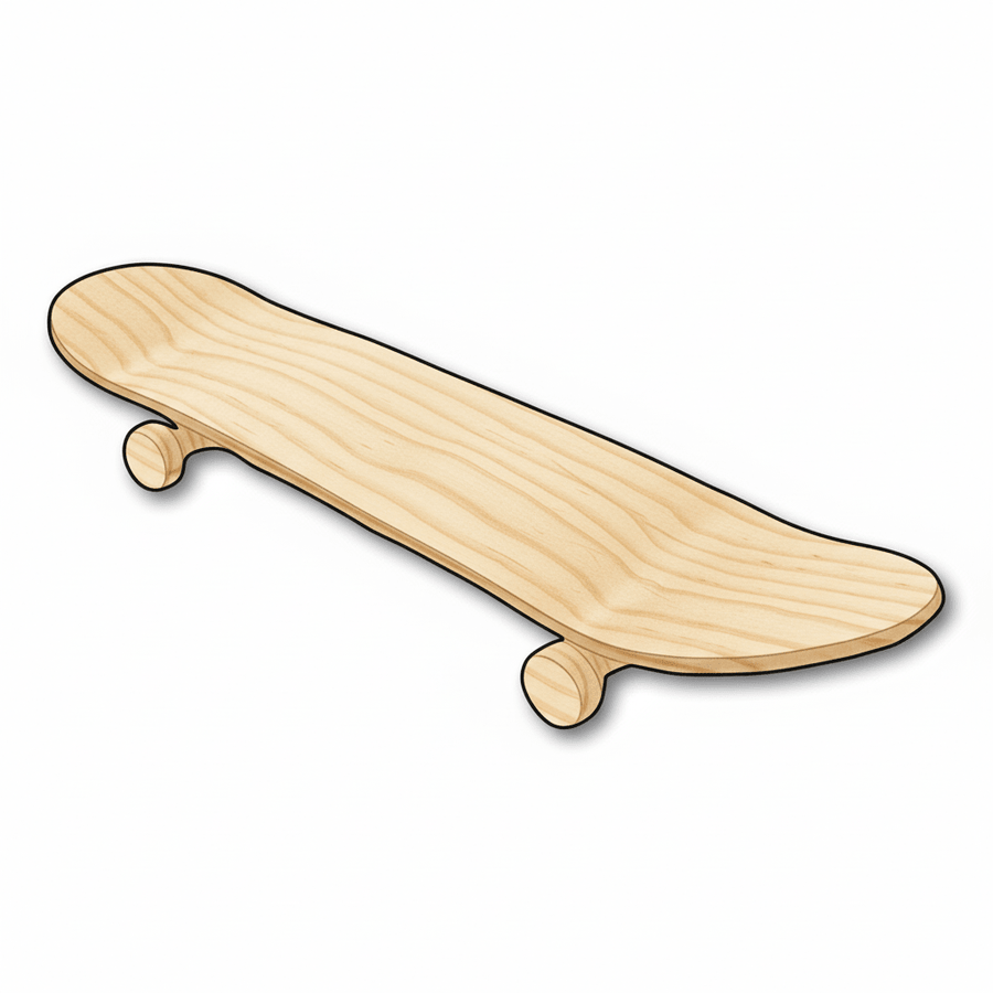 Wood Skateboard Silhouette - Craft - Blank Door Hanger Wooden Cutout Cut Outs - Unfinished - NameSigns.com