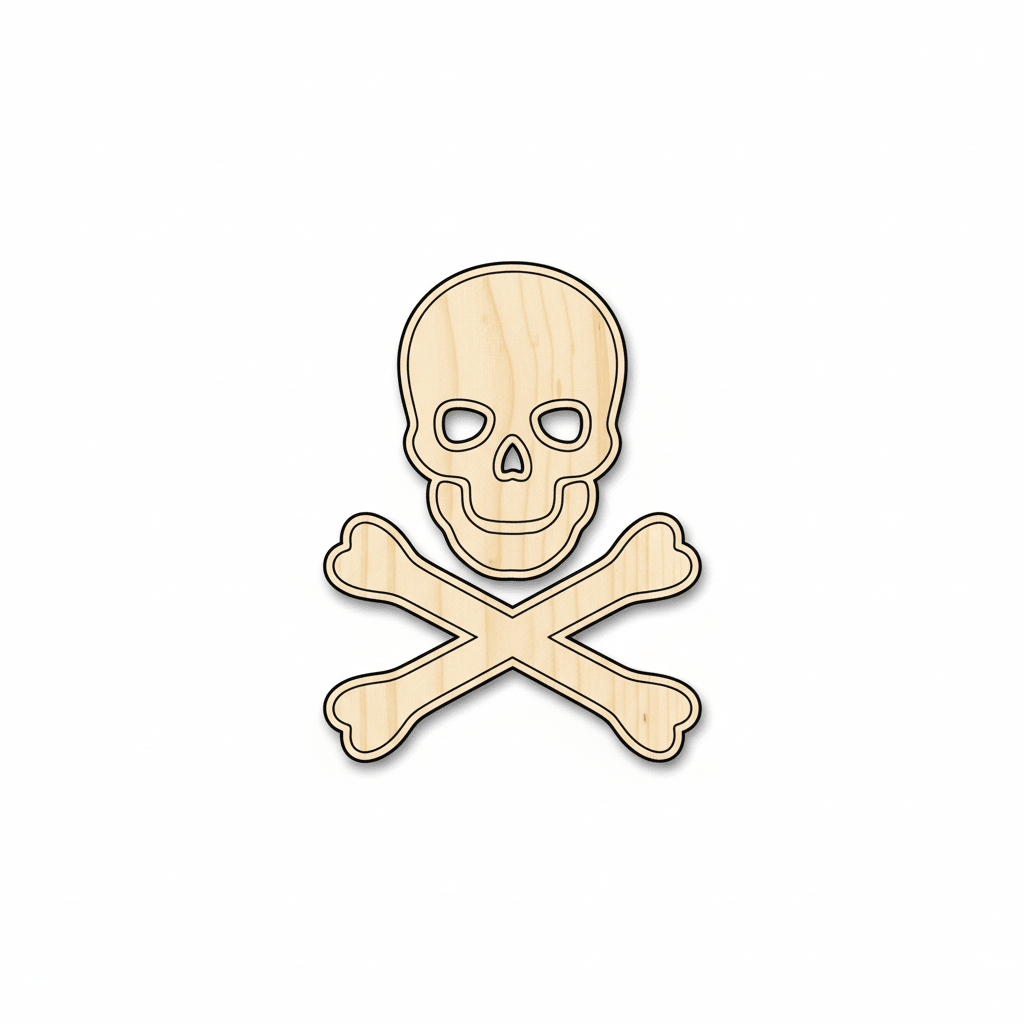 Wood Skull Crossbones - Baltic Birch Plywood Wood Cutouts | Pirate Craft Shapes Blank Door Hanger Wooden Cutout Cut Outs - Unfinished - NameSigns.com