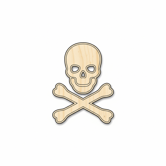 Wood Skull Crossbones - Baltic Birch Plywood Wood Cutouts | Pirate Craft Shapes Blank Door Hanger Wooden Cutout Cut Outs - Unfinished - NameSigns.com