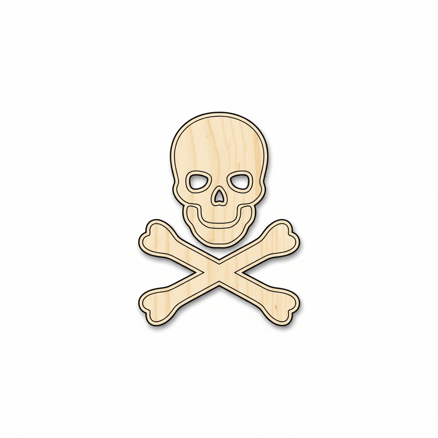 Wood Skull Crossbones - Baltic Birch Plywood Wood Cutouts | Pirate Craft Shapes Blank Door Hanger Wooden Cutout Cut Outs - Unfinished - NameSigns.com