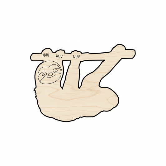 Wood Sloth - DIY Wood Silhouette | Birch Plywood Cutout 46" Blank Door Hanger Wooden Cutout Cut Outs - Unfinished - NameSigns.com