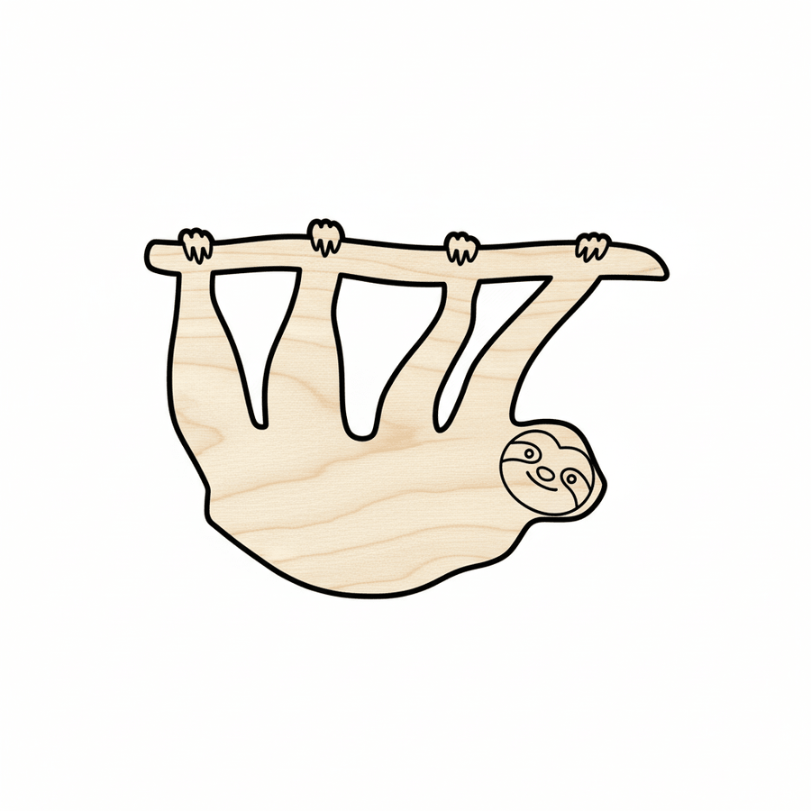 Wood Sloth - DIY Wood Sloth Cutout | Natural Wooden Animal Shape 46" Blank Door Hanger Wooden Cutout Cut Outs - Unfinished - NameSigns.com