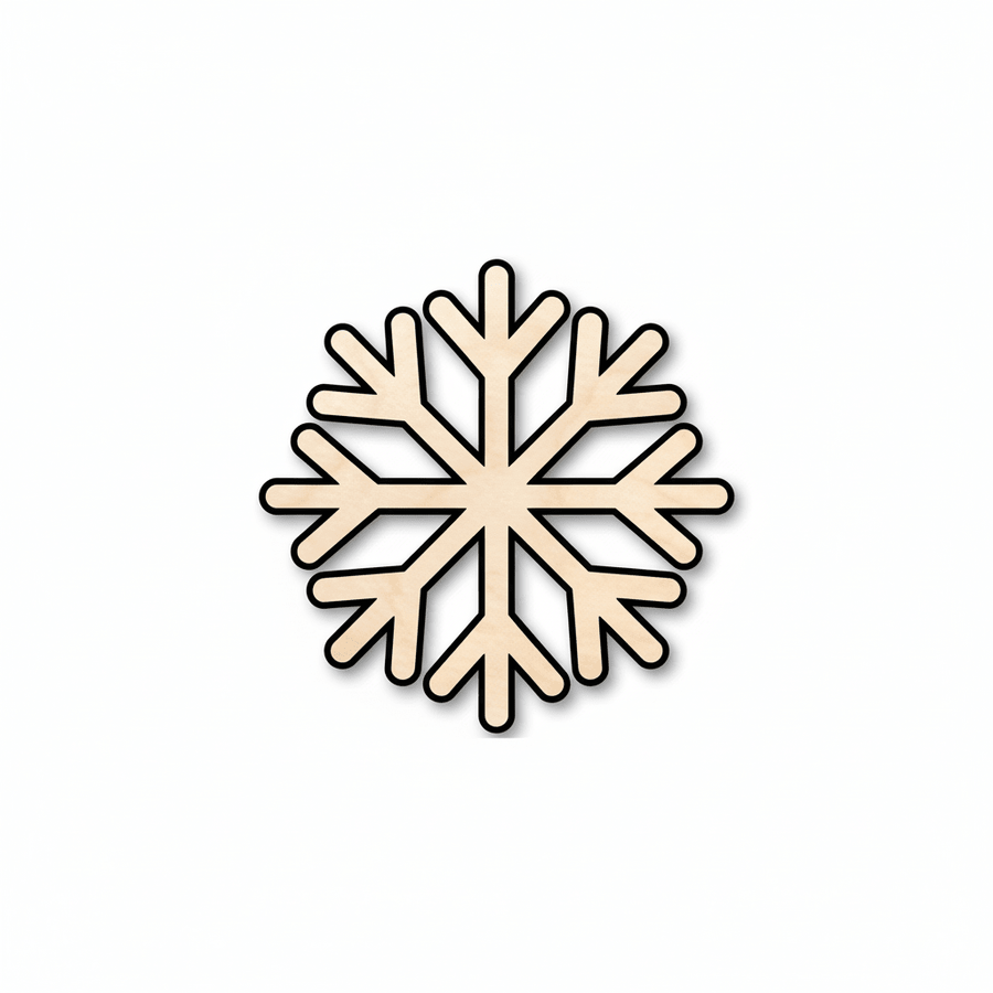 Wood Snowflake – Baltic Birch Plywood | Simple Snowflake Design for DIY Winter Decor Blank Door Hanger Wooden Cutout Cut Outs - Unfinished - NameSigns.com