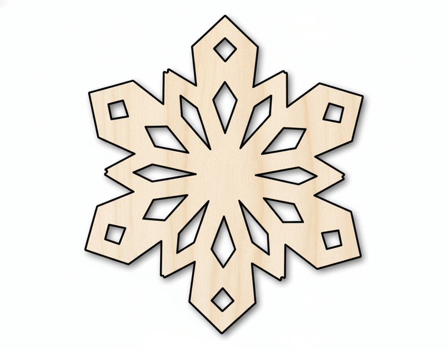 Wood Snowflake – Paintable Laser Cut Wood Craft Cutouts | Baltic Birch Plywood Blank Door Hanger Wooden Cutout Cut Outs - Unfinished - NameSigns.com