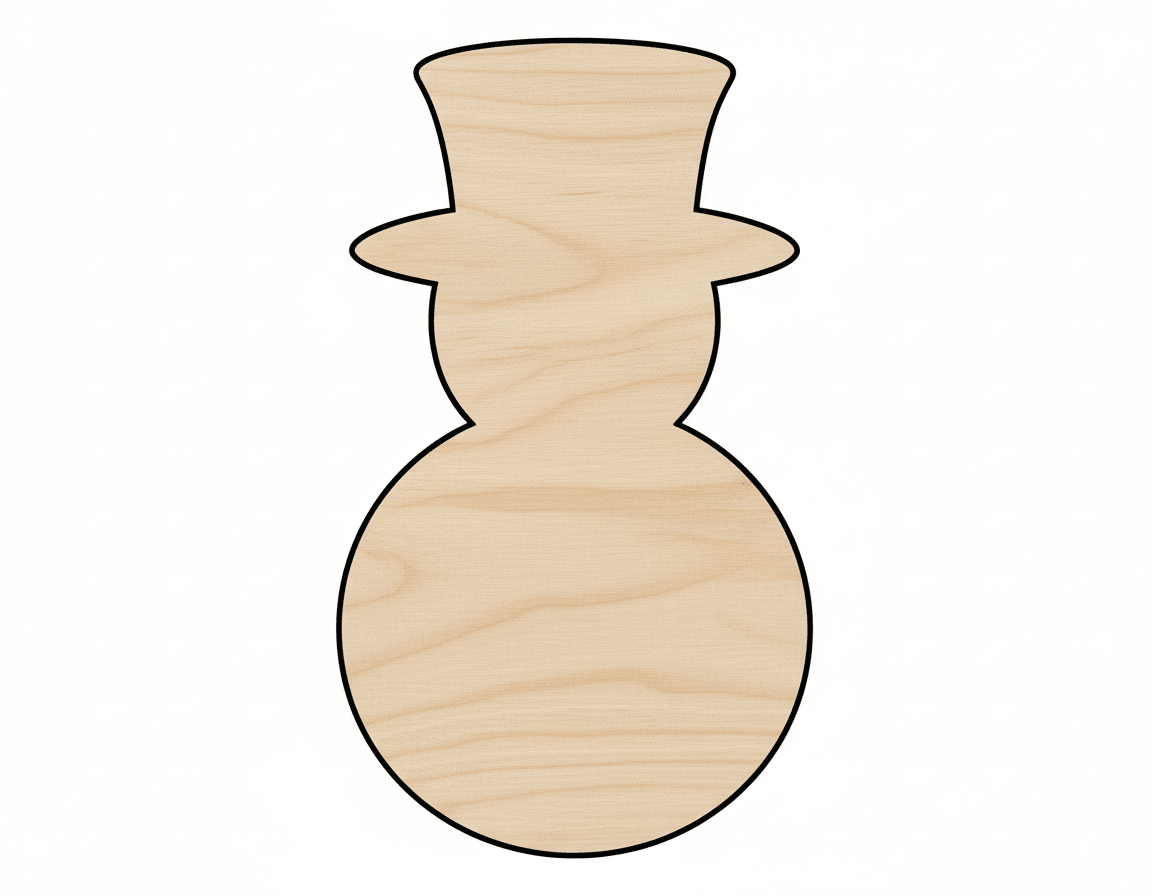 Wood Snowman – Baltic Birch Plywood Laser Cut Wood Shapes | Wooden Tophat Design Blank Door Hanger Wooden Cutout Cut Outs - Unfinished - NameSigns.com