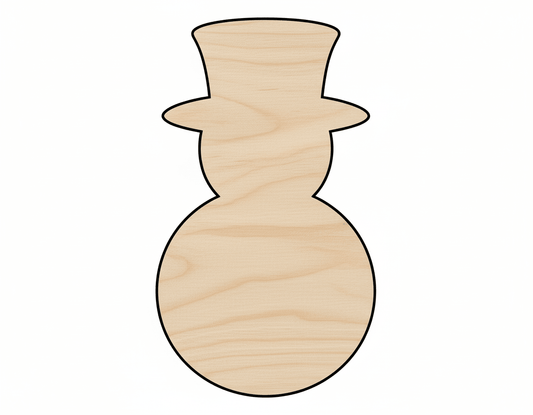Wood Snowman – Baltic Birch Plywood Laser Cut Wood Shapes | Wooden Tophat Design Blank Door Hanger Wooden Cutout Cut Outs - Unfinished - NameSigns.com