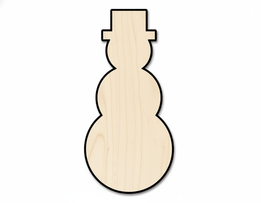 Wood Snowman - Tall Snowman Decoration | Baltic Birch Plywood Craft Shape Blank Door Hanger Wooden Cutout Cut Outs - Unfinished - NameSigns.com