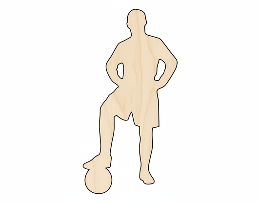 Wood Soccer Player Silhouette DIY Sports Craft Cutout Blank Door Hanger Wooden Cutout Cut Outs - Unfinished - NameSigns.com