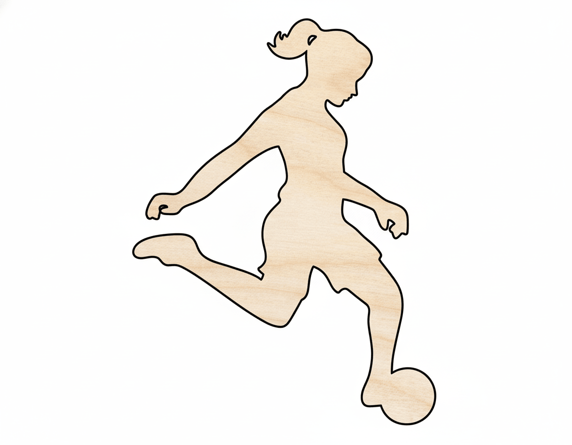 Wood Soccer Silhouette – Baltic Birch Cutout | DIY Sports Craft Shapes Blank Door Hanger Wooden Cutout Cut Outs - Unfinished - NameSigns.com
