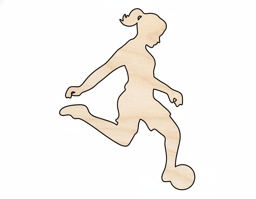 Wood Soccer Silhouette – Baltic Birch Cutout | DIY Sports Craft Shapes Blank Door Hanger Wooden Cutout Cut Outs - Unfinished - NameSigns.com
