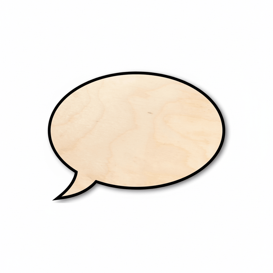 Wood Speech Bubble Shape - Craft - Blank Door Hanger Wooden Cutout Cut Outs - Unfinished - NameSigns.com