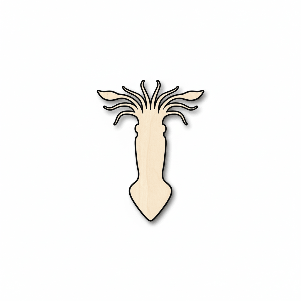 Wood Squid | Baltic Birch Plywood Craft Shape - Ocean Nursery Decor Blank Door Hanger Wooden Cutout Cut Outs - Unfinished - NameSigns.com