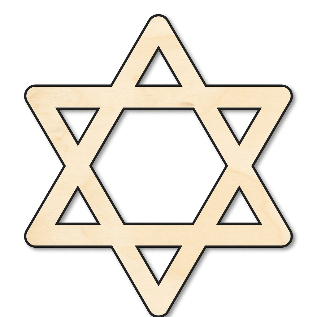 Wood Star of David Israel Shape - Hanukkah - Craft - Chanukah Blank Door Hanger Wooden Cutout Cut Outs - Unfinished - NameSigns.com