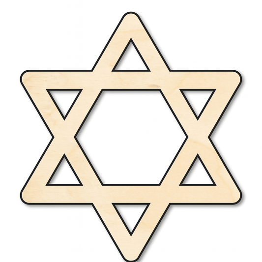 Wood Star of David Israel Shape - Hanukkah - Craft - Chanukah Blank Door Hanger Wooden Cutout Cut Outs - Unfinished - NameSigns.com