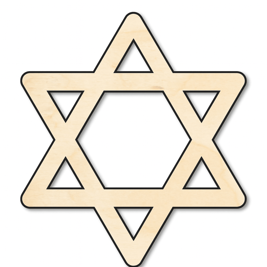 Wood Star of David Israel Shape - Hanukkah - Craft - Chanukah Blank Door Hanger Wooden Cutout Cut Outs - Unfinished - NameSigns.com