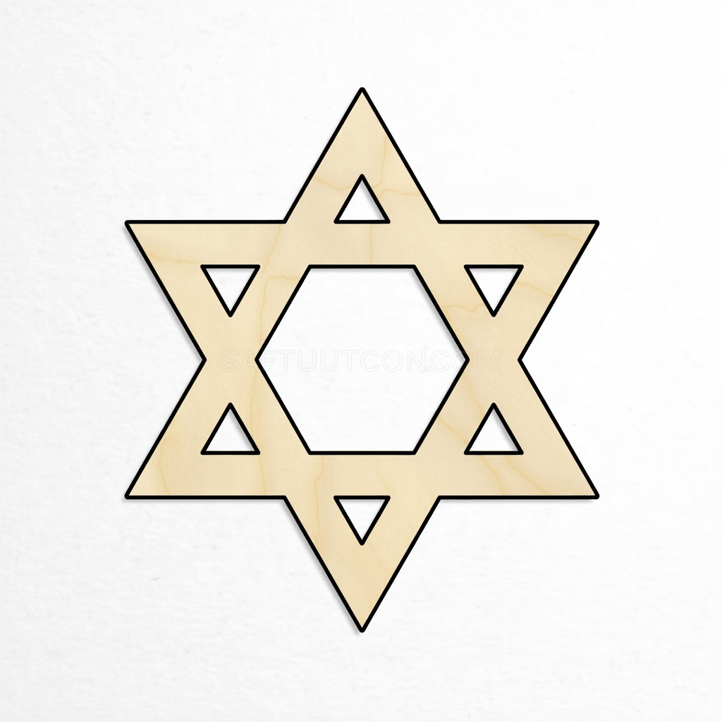 Wood Star of David Wooden Craft Blanks – Custom Laser Cut Shapes Chanukah Blank Door Hanger Wooden Cutout Cut Outs - Unfinished - NameSigns.com