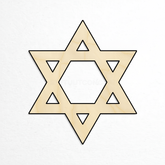 Wood Star of David Wooden Craft Blanks – Custom Laser Cut Shapes Chanukah Blank Door Hanger Wooden Cutout Cut Outs - Unfinished - NameSigns.com