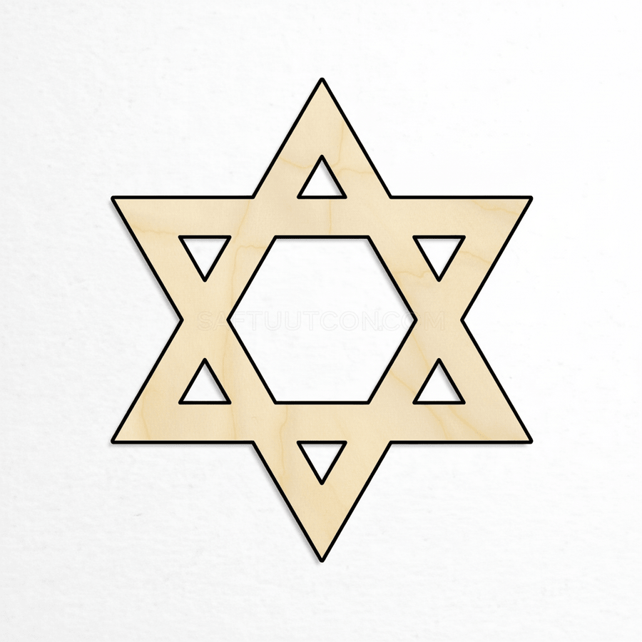 Wood Star of David Wooden Craft Blanks – Custom Laser Cut Shapes Chanukah Blank Door Hanger Wooden Cutout Cut Outs - Unfinished - NameSigns.com