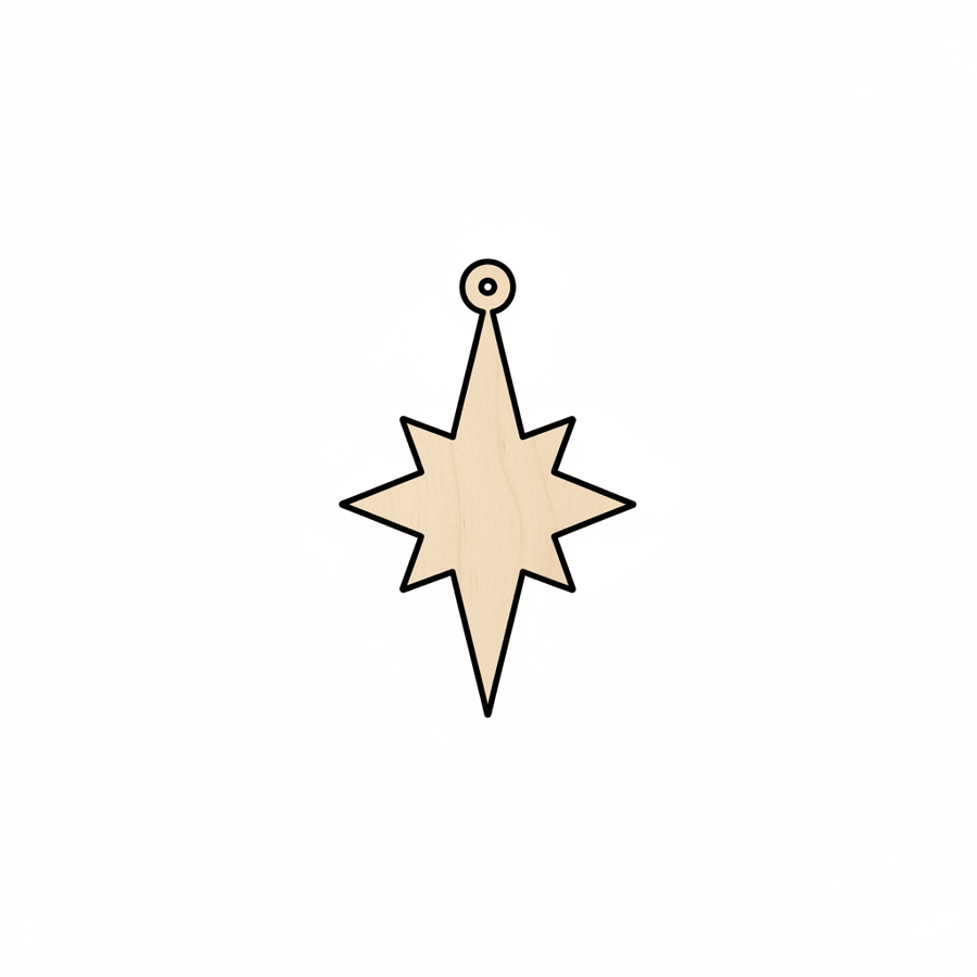 Wood Star Ornament – Baltic Birch Plywood Craft Shape for DIY Christmas Blank Door Hanger Wooden Cutout Cut Outs - Unfinished - NameSigns.com