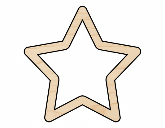 Wood Star Outline Shape - Craft - Blank Door Hanger Wooden Cutout Cut Outs - Unfinished - NameSigns.com