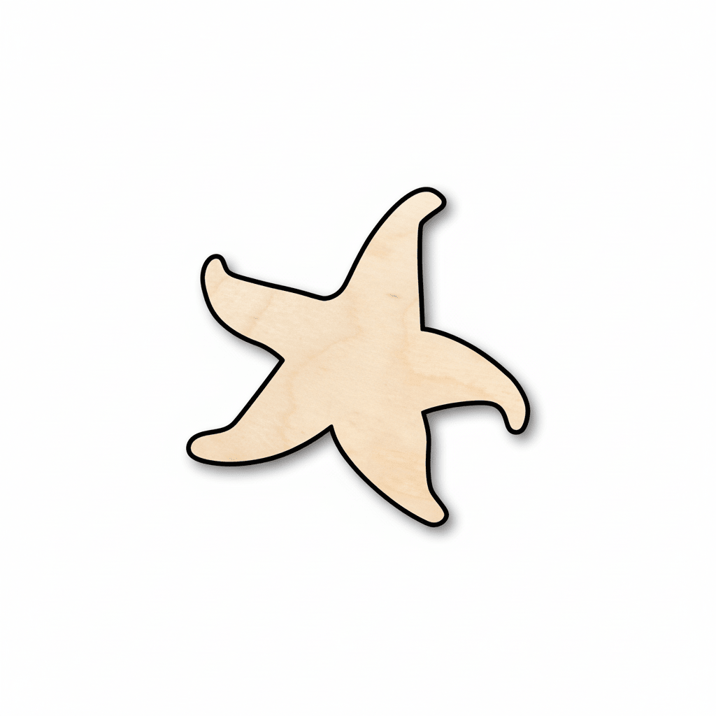 Wood Starfish | Baltic Birch Plywood Sanded Wood Craft Shapes - DIY Blanks Blank Door Hanger Wooden Cutout Cut Outs - Unfinished - NameSigns.com